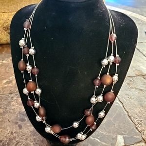 3 strand silver wire bronze silver purple beads